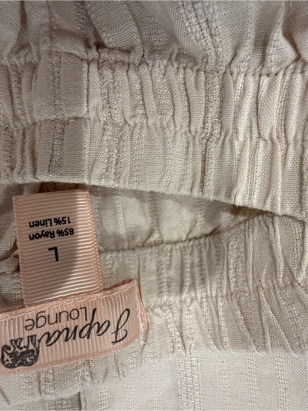 Japna Cream Short Sleeve Button Pajama Set with Lace Accents - Picture 8 of 9